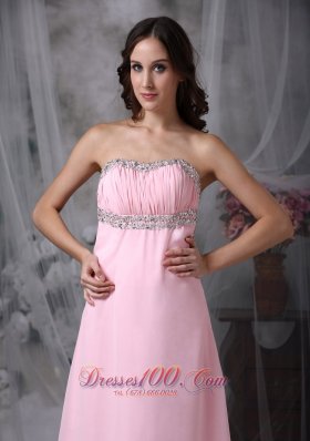 Backless Beading Baby Pink Dress for Prom