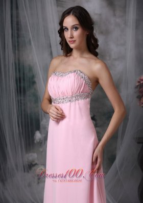 Backless Beading Baby Pink Dress for Prom