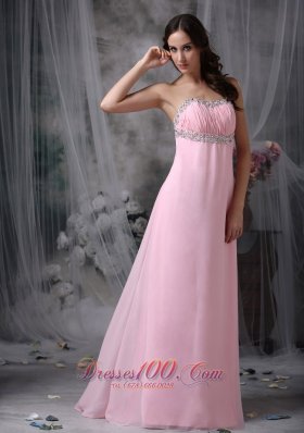 Backless Beading Baby Pink Dress for Prom