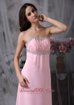 Backless Beading Baby Pink Dress for Prom