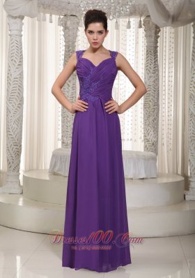 Purple Empire Straps Prom Dress Chiffon