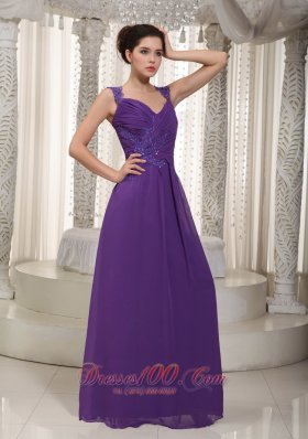 Purple Empire Straps Prom Dress Chiffon