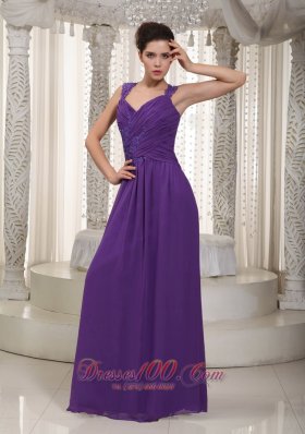 Purple Empire Straps Prom Dress Chiffon