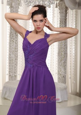 Purple Empire Straps Prom Dress Chiffon