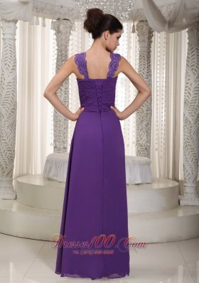 Purple Empire Straps Prom Dress Chiffon