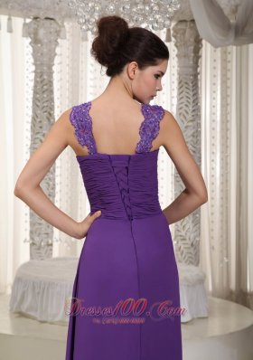 Purple Empire Straps Prom Dress Chiffon