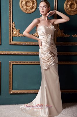 Champagne Homecoming Dress Column Brush Beading