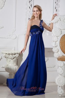 Blue One Shoulder Prom Dress Hand Made Under 150