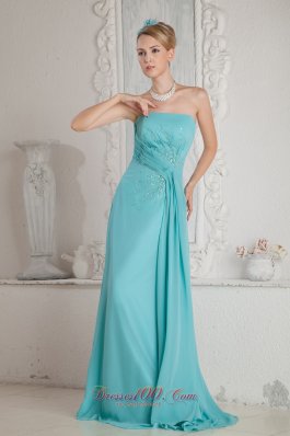 Elegant Aqua Blue Beading Prom Dress Brush