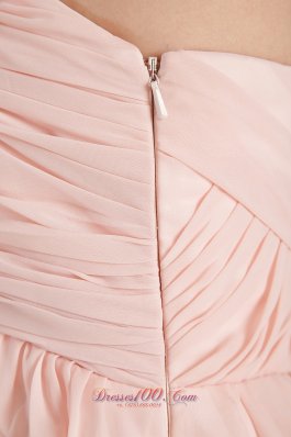 Baby Pink Empire Straps Beading Pleats Prom Dress