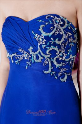 Elegant Royal Blue Prom Dress Embroidery Chiffon