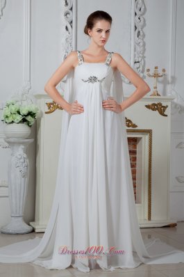 Popular Straps Watteau Beading Dress for Bridal