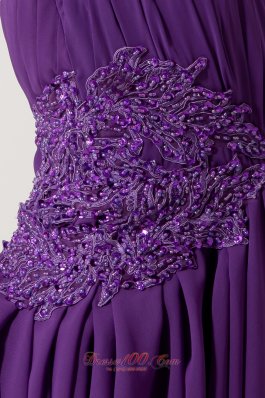 Purple Halter Prom Dress Beading Dropping Pleats