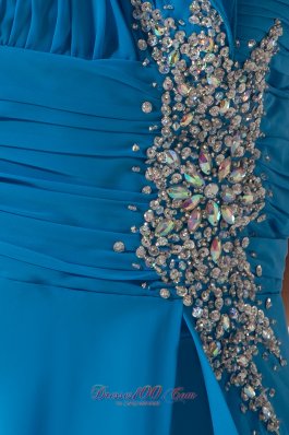 Sexy Sky Blue Prom Dress One Shoulder Backless