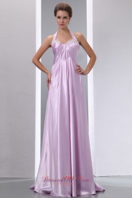 Lavender Halter Appliques Junior Prom Evening Dress