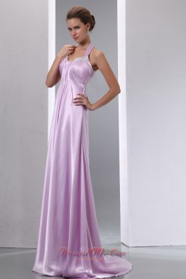 Lavender Halter Appliques Junior Prom Evening Dress