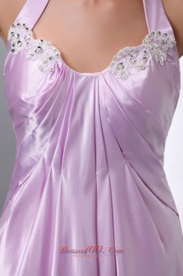 Lavender Halter Appliques Junior Prom Evening Dress