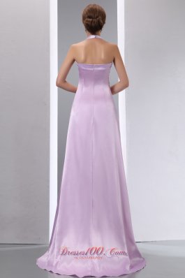 Lavender Halter Appliques Junior Prom Evening Dress