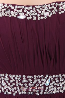 Dark Purple Prom Evening Dress Chiffon Beading Brush