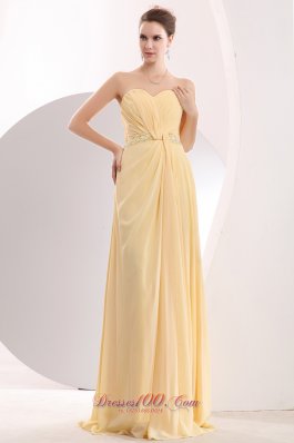 Light Yellow Prom Celebrity Dress Beading Sweetheart