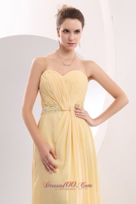 Light Yellow Prom Celebrity Dress Beading Sweetheart