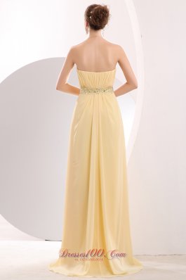 Light Yellow Prom Celebrity Dress Beading Sweetheart