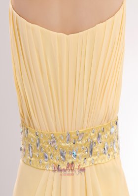 Light Yellow Prom Celebrity Dress Beading Sweetheart