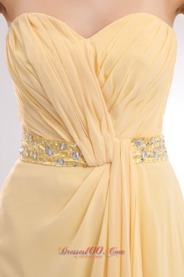 Light Yellow Prom Celebrity Dress Beading Sweetheart