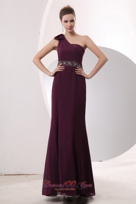 Empire One Shoulder Beading Mother Dress Burgundy