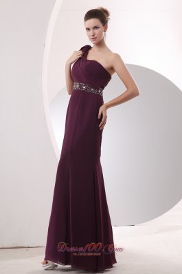 Empire One Shoulder Beading Mother Dress Burgundy