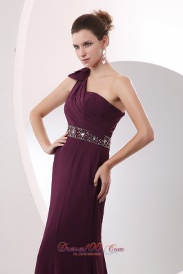 Empire One Shoulder Beading Mother Dress Burgundy