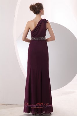 Empire One Shoulder Beading Mother Dress Burgundy