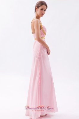 Baby Pink Cross Back Sheath Straps Prom Dress Sequins