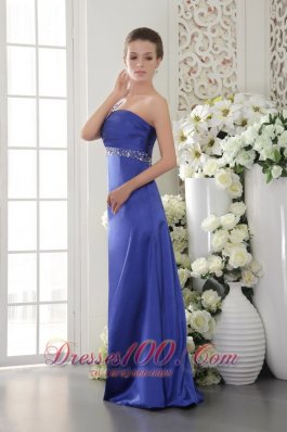 Blue Sheath One Shoulder Prom Evening Dress Beading