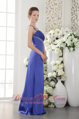 Blue Sheath One Shoulder Prom Evening Dress Beading