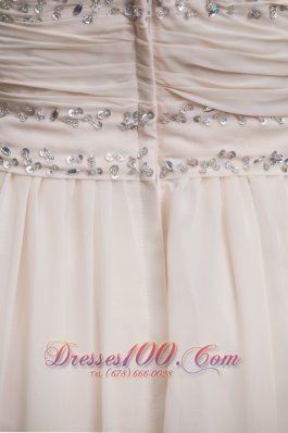 White Prom Dress Empire Strapless Brush Beading