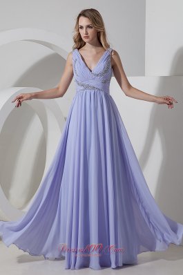 Discounted Lilac Empire Chiffon Beading Prom Dress