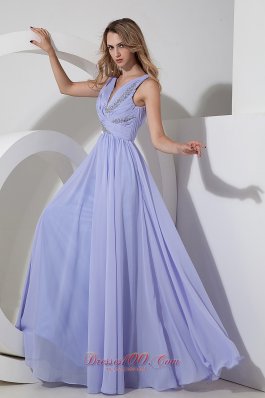 Discounted Lilac Empire Chiffon Beading Prom Dress