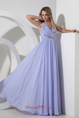 Discounted Lilac Empire Chiffon Beading Prom Dress