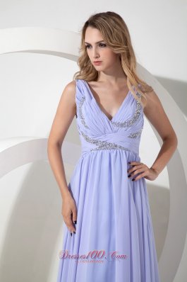 Discounted Lilac Empire Chiffon Beading Prom Dress