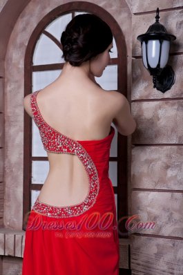 Beautiful One Shoulder Prom Dress Beading Back Cut