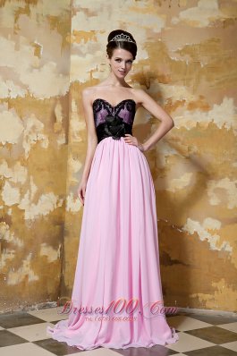 Pink and Black Column Brush Prom Celebrity Dress Hand Made