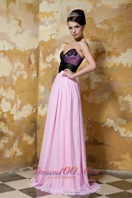 Pink and Black Column Brush Prom Celebrity Dress Hand Made