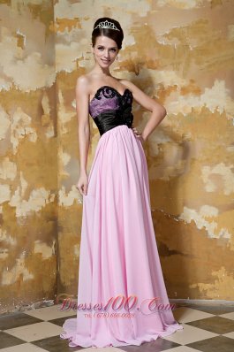 Pink and Black Column Brush Prom Celebrity Dress Hand Made