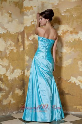 Aqua Blue Prom Dress Column Beading Sweetheart