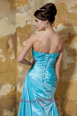 Aqua Blue Prom Dress Column Beading Sweetheart