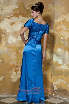 Blue Sweetheart Beading Prom Dress Shot Sleeves