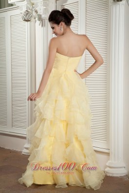 Prom Evening Dress Empire Ruffles Beading Organza