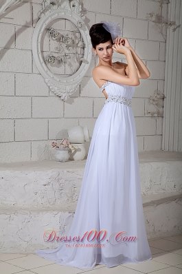 Empire Wedding Dress Brush Train Chiffon Beading