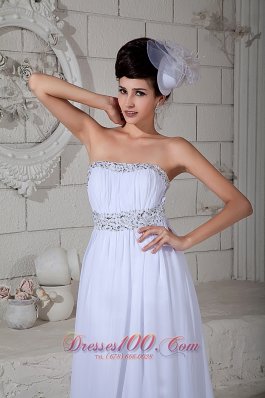 Empire Wedding Dress Brush Train Chiffon Beading